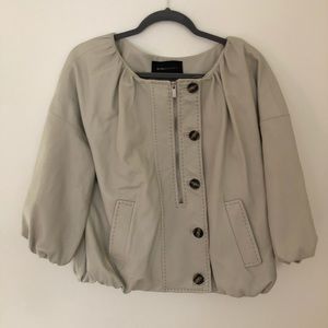 Beige:grey leather BCBG jacket